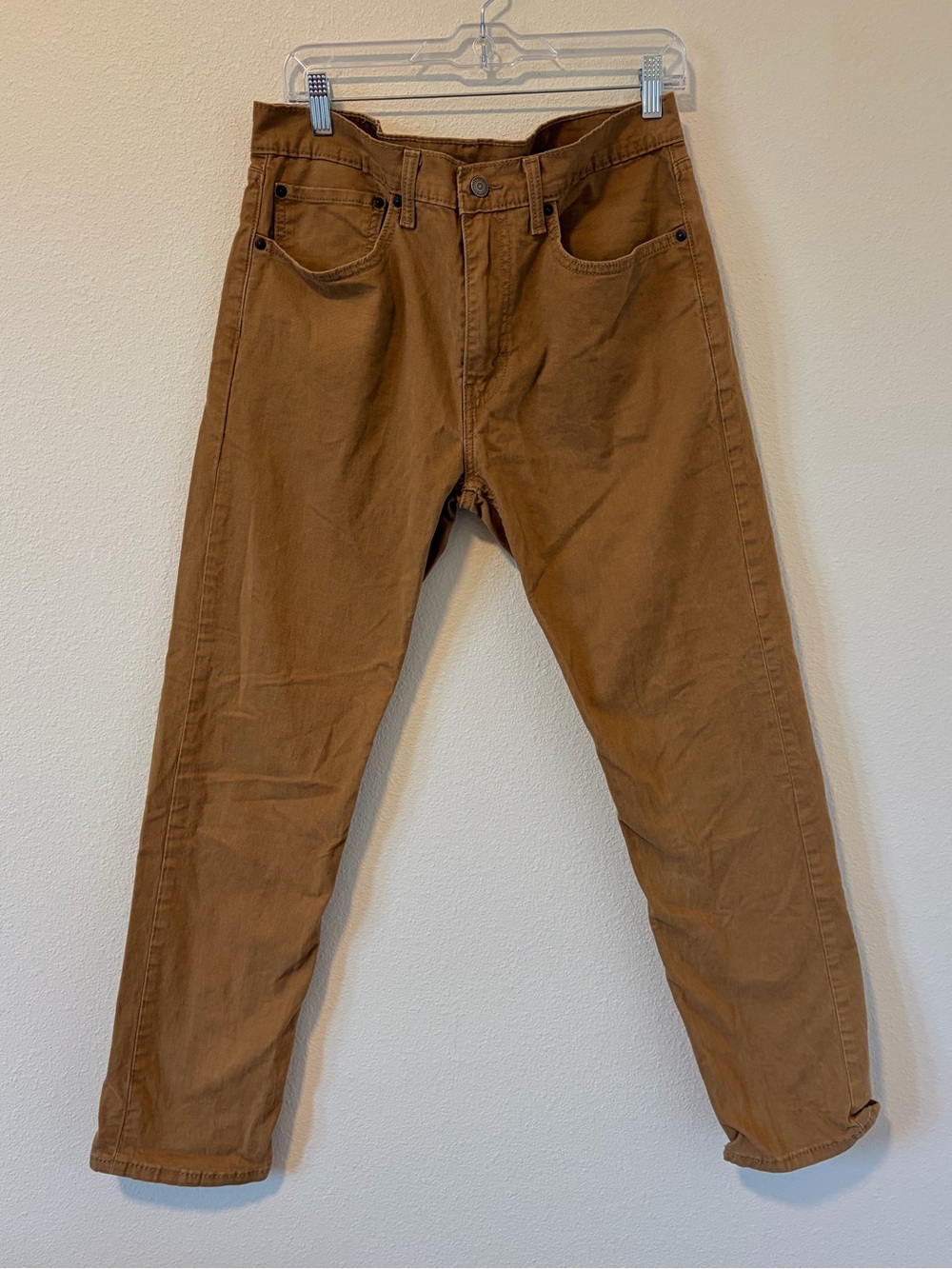 Levi's 502 Regular Taper Pants Mens 34x32 Brown Tan Stretch Twill Chino Denim